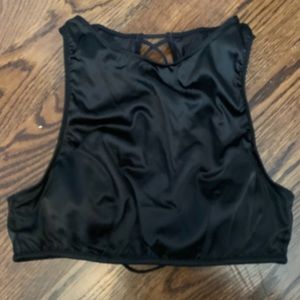 Black Satin Crop Top/Bra